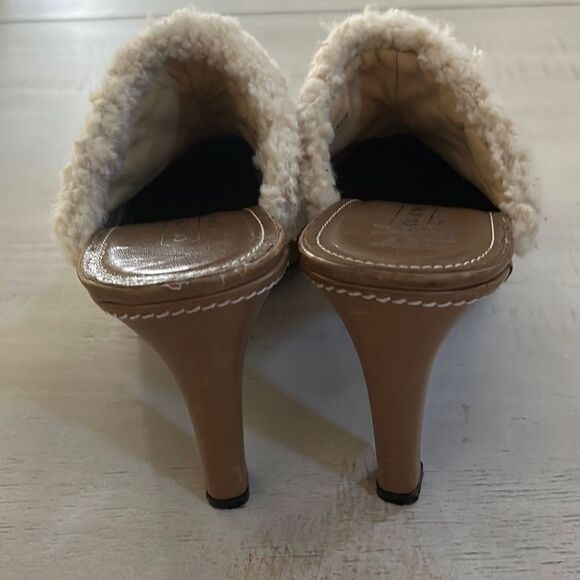 COACH Shearling Suede/Leather Clog Heels - Picture 8 of 12